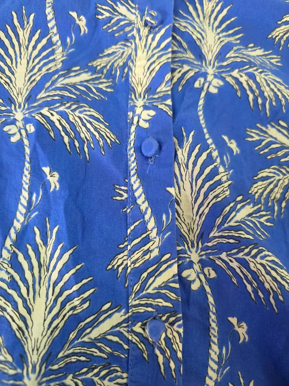 Zara Blue Palm Tree Print Blouse ZW Collection Size S